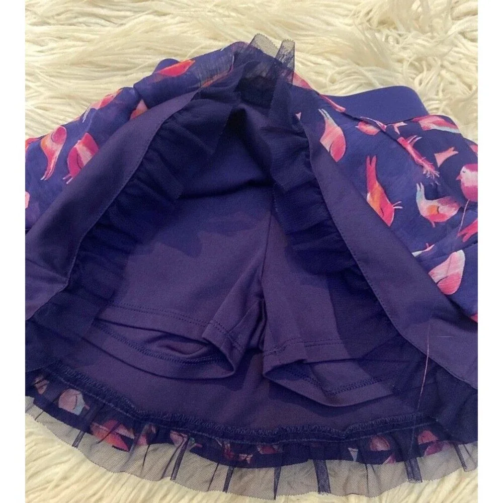 Sonoma girls size 4 blue tulle skort with pink birds and Attached Blue Shorts